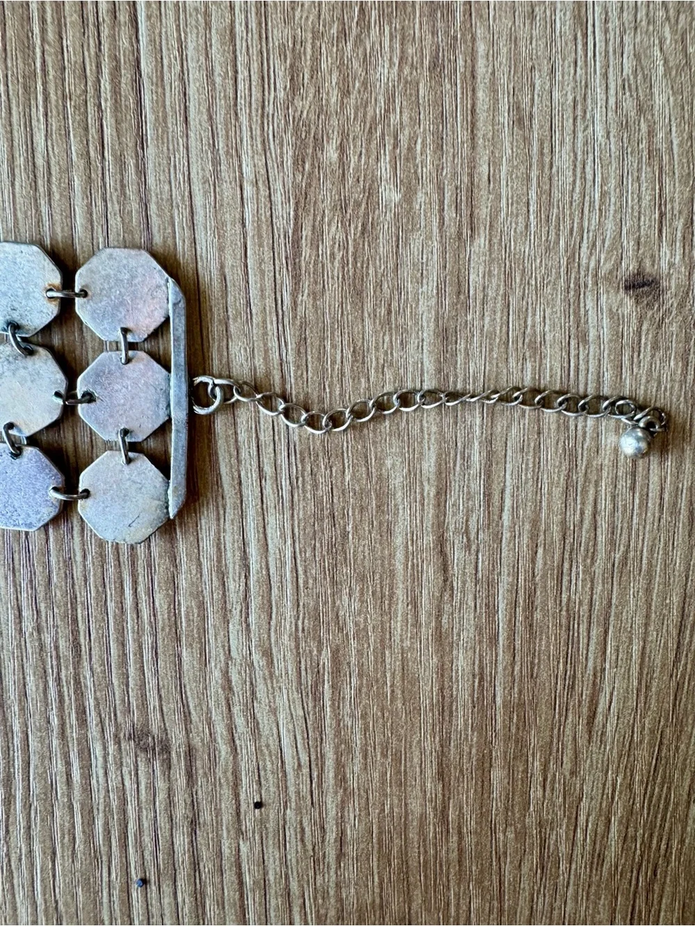 Vintage 90s Grunge Brutalist Silver Triple Strand Geometric Octagon Bracelet